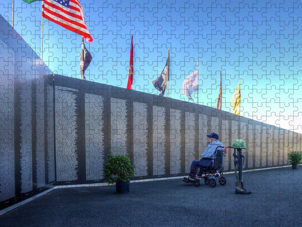 Vietnam Wall Jigsaw Puzzle featuring the photograph Finding Friends/The Dark Side 00042 by Kristina Rinell