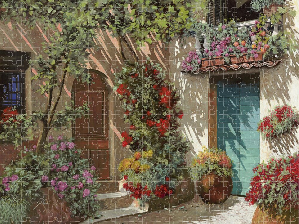 Flowers Jigsaw Puzzle featuring the painting Fiori In Cortile by Guido Borelli