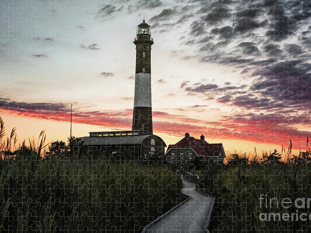 Fire Island Lighthouse Jigsaw Puzzle featuring the photograph Fire Island Lighthouse Sunrise by Alissa Beth Photography