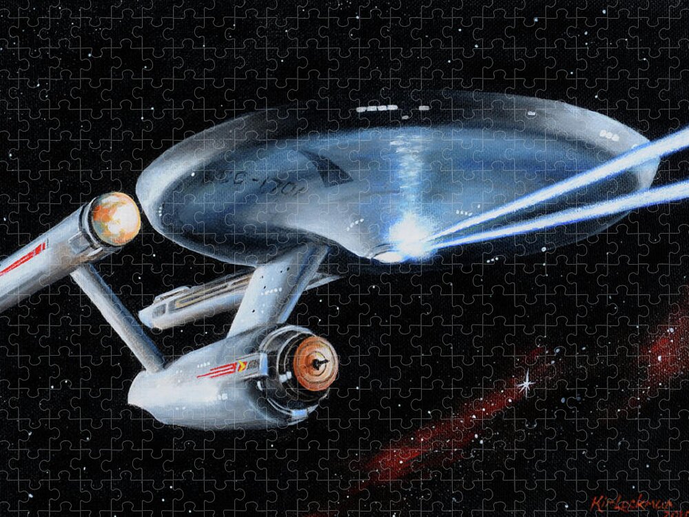 Star Trek Jigsaw Puzzle featuring the painting Fire Phasers by Kim Lockman