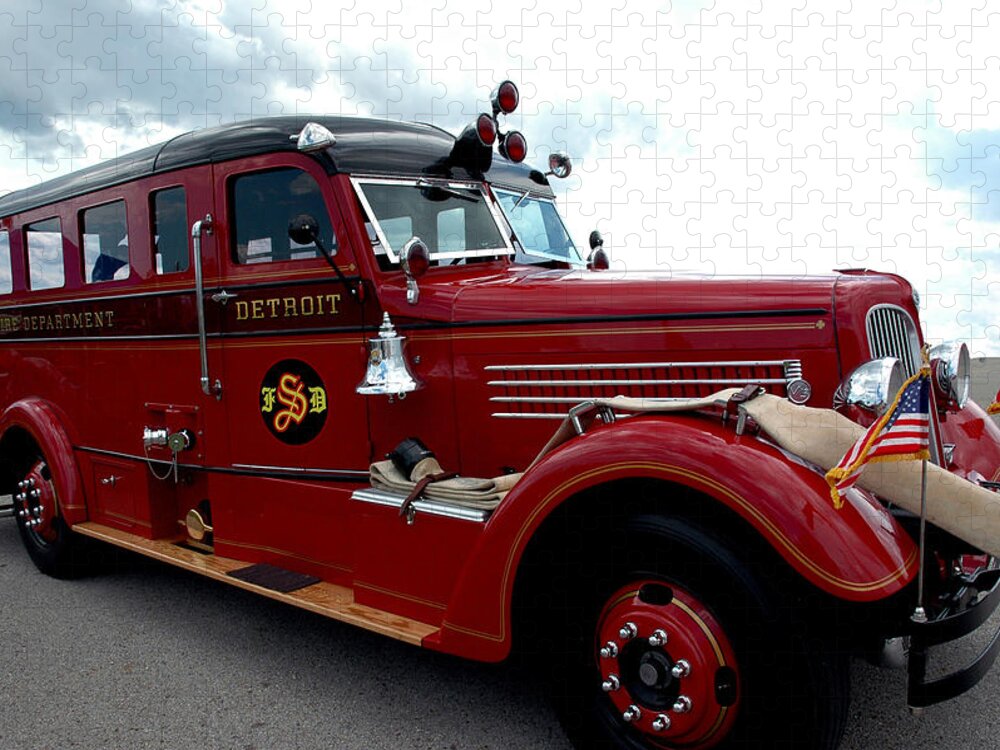 Usa Jigsaw Puzzle featuring the photograph Fire Truck Selfridge Michigan by LeeAnn McLaneGoetz McLaneGoetzStudioLLCcom