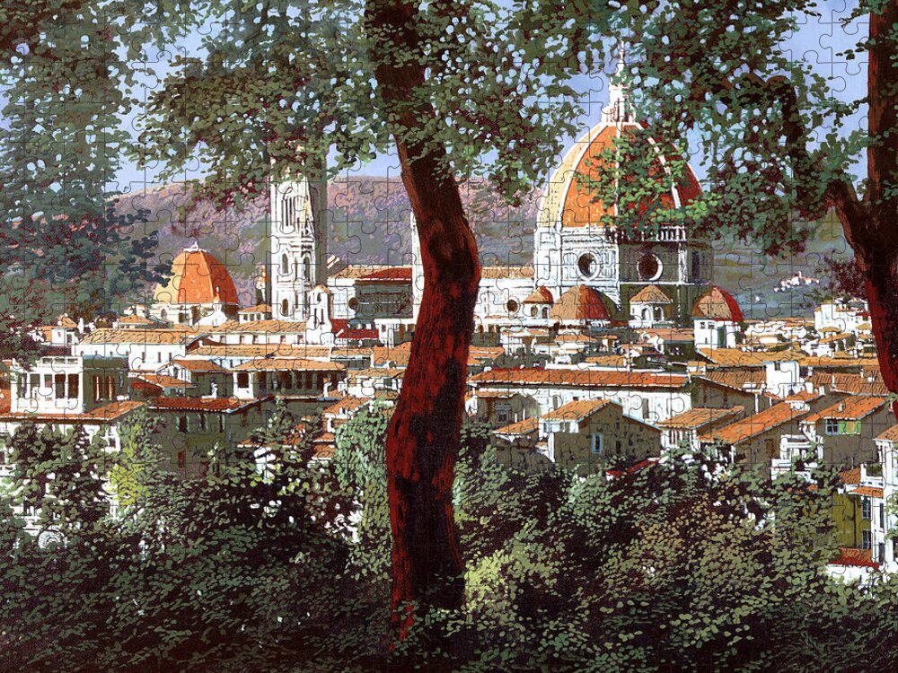 Landscape Jigsaw Puzzle featuring the painting Firenze by Guido Borelli