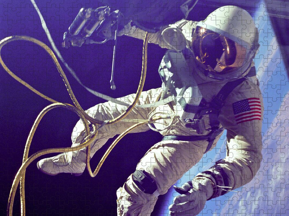 Science Jigsaw Puzzle featuring the photograph First American Walking In Space, Edward by Nasa