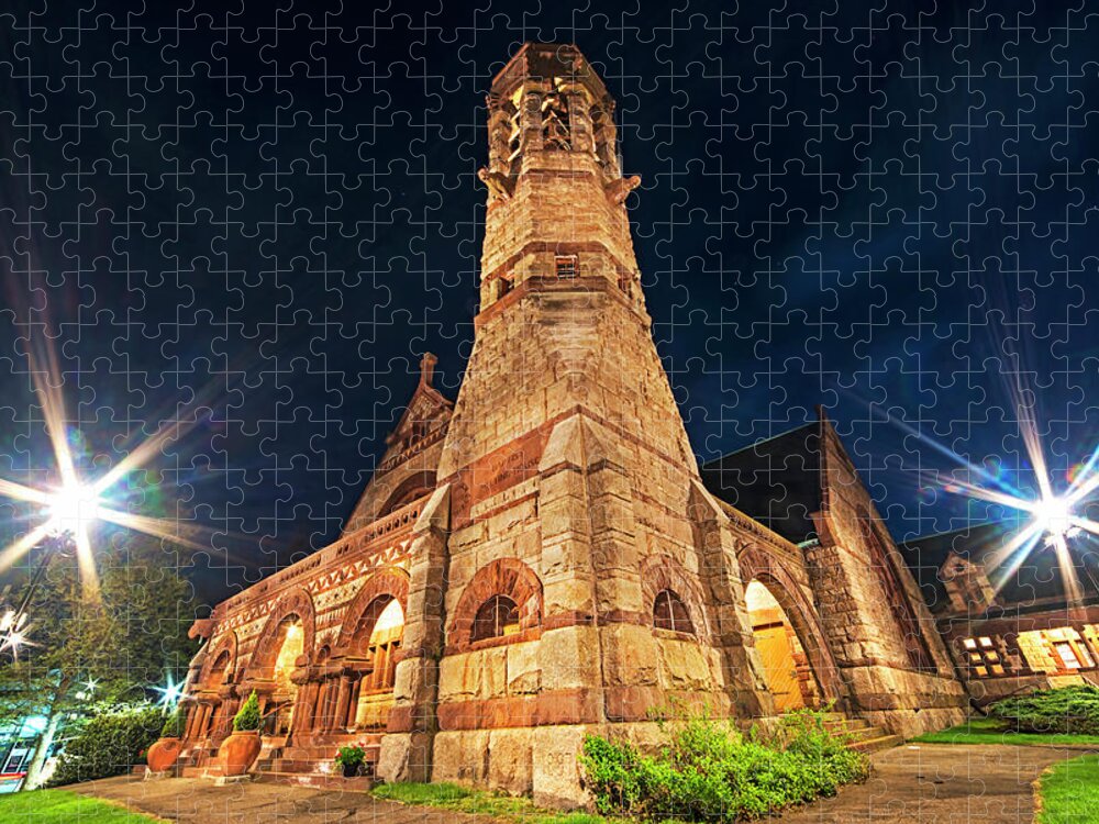 Newton Jigsaw Puzzle featuring the photograph First Baptist Church Newton Center Newton MA by Toby McGuire