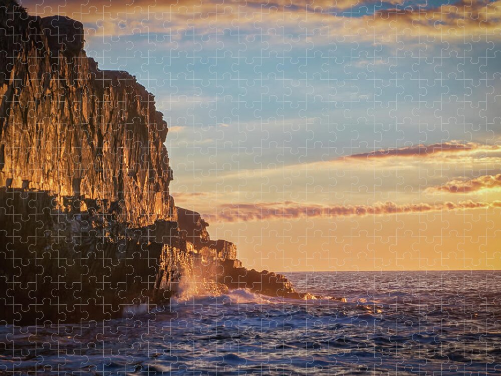 Bald Head Cliff Jigsaw Puzzle featuring the photograph First Light at Bald Head Cliff by Kristen Wilkinson