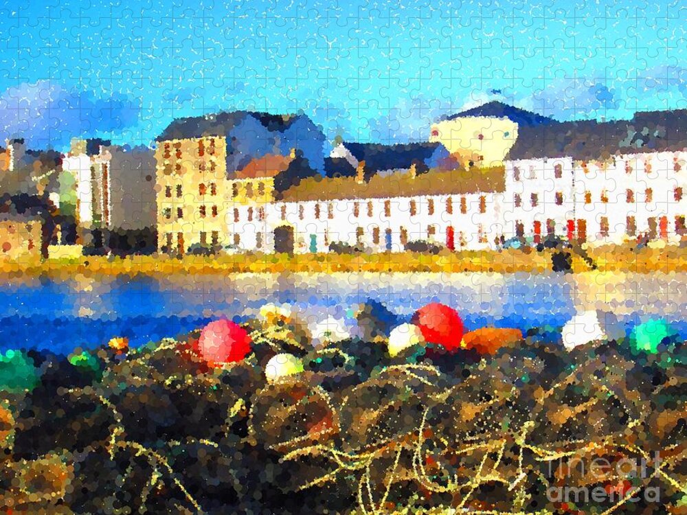 Galway Jigsaw Puzzle featuring the painting Wall art Fish buoys claddagh galway ireland by Mary Cahalan Lee - aka PIXI