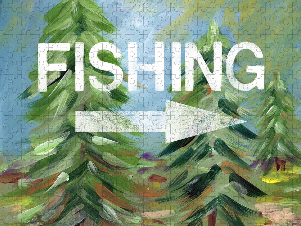 Fishing Jigsaw Puzzle featuring the painting Fishing- Art by Linda Woods by Linda Woods