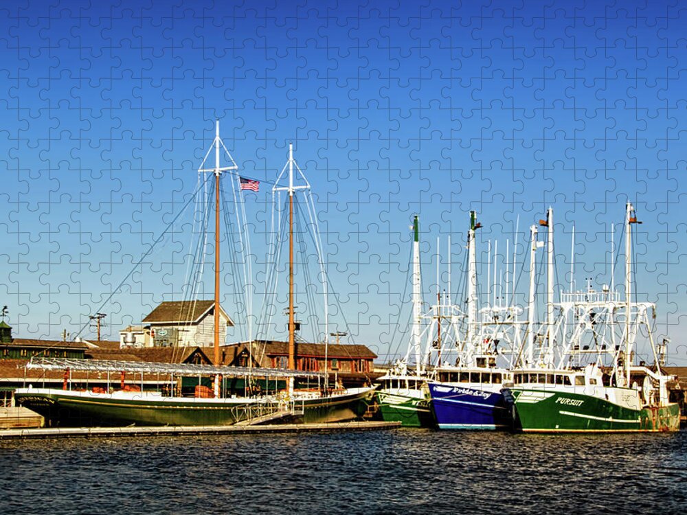 Fishing Boats In Cape May Harbor Jigsaw Puzzle featuring the photograph Fishing Boats in Cape May Harbor by Carolyn Derstine
