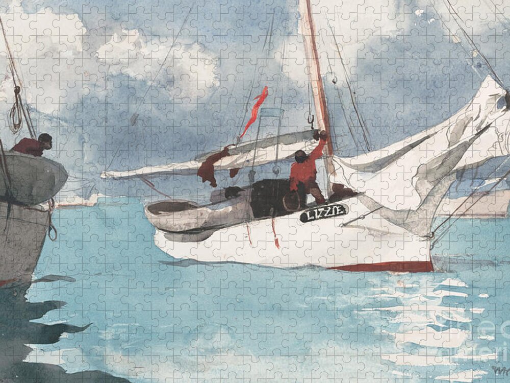 Winslow Homer Jigsaw Puzzle featuring the painting Fishing Boats, Key West, 1903 by Winslow Homer