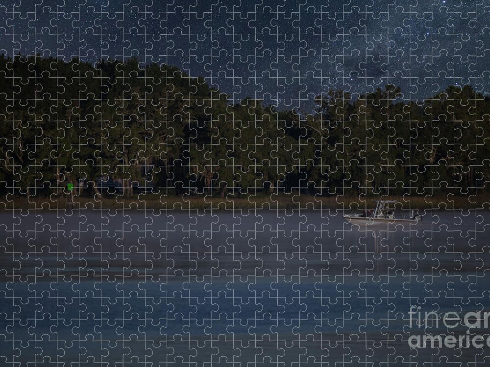 Wando River Jigsaw Puzzle featuring the photograph Fishing under the Stars by Dale Powell