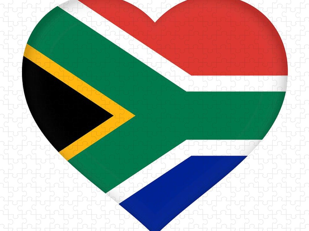 South Africa Jigsaw Puzzle featuring the digital art Flag of South Africa Heart by Roy Pedersen