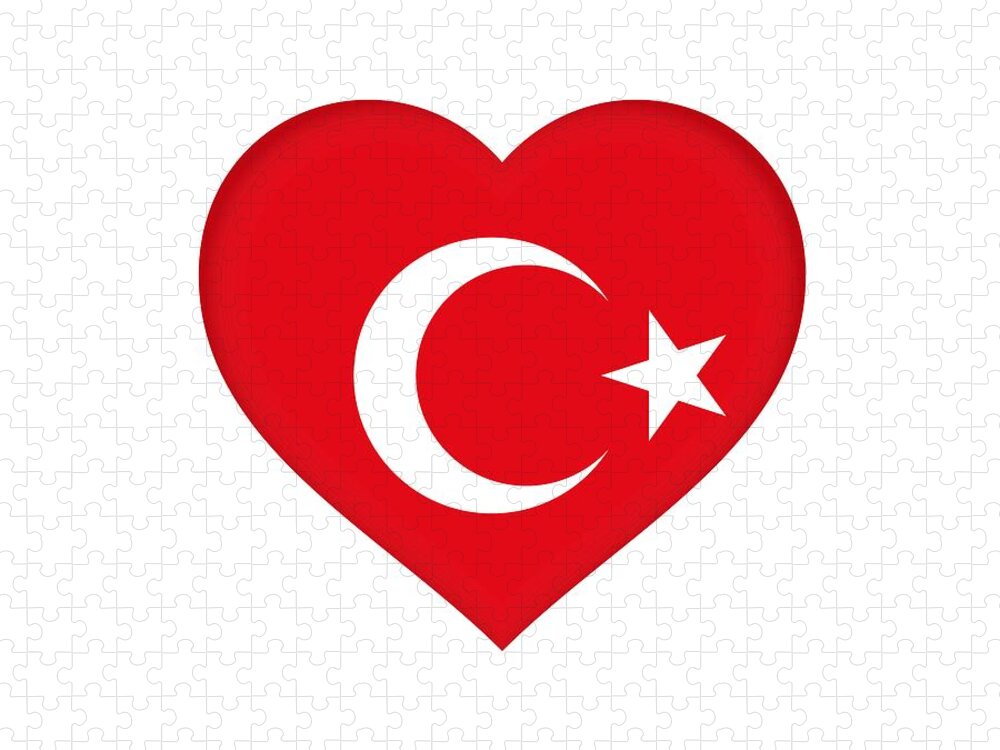 Flag of Turkey Heart Jigsaw Puzzle by Roy Pedersen - Pixels Puzzles