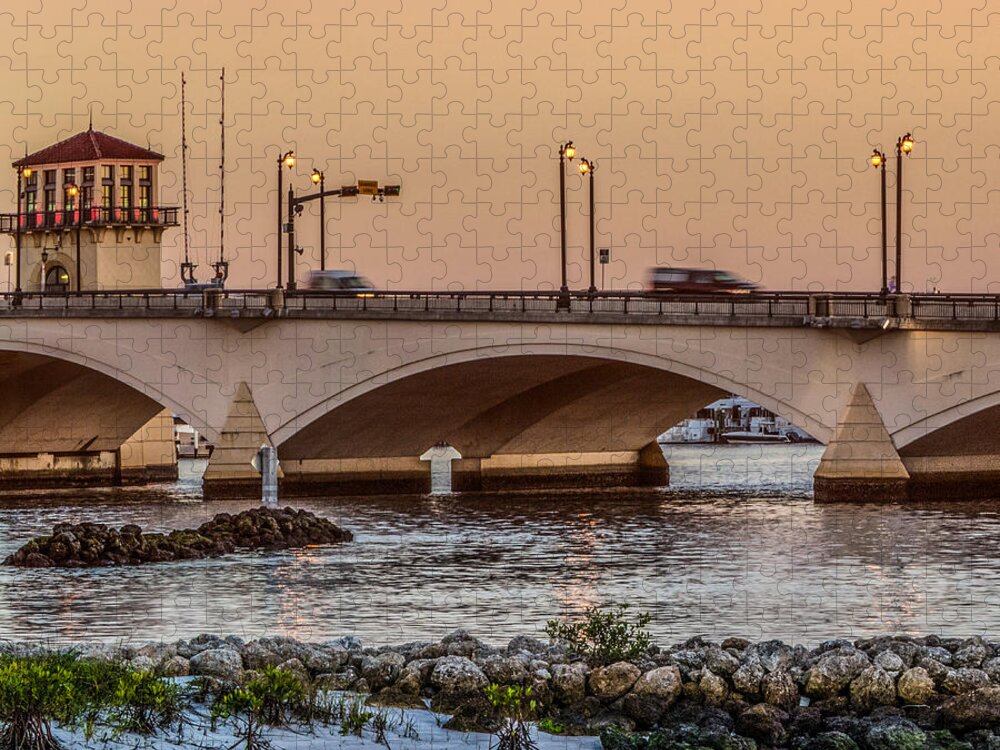 Boats Jigsaw Puzzle featuring the photograph Flagler Bridge in the Evening III by Debra and Dave Vanderlaan