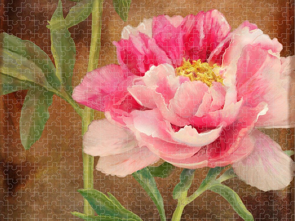 Peony Jigsaw Puzzle featuring the painting Fleeting Glory - Peony 3 by Audrey Jeanne Roberts