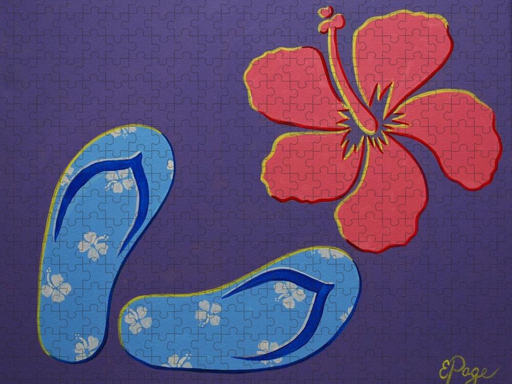 Flip Flops Jigsaw Puzzle featuring the painting Flip Flops by Emily Page