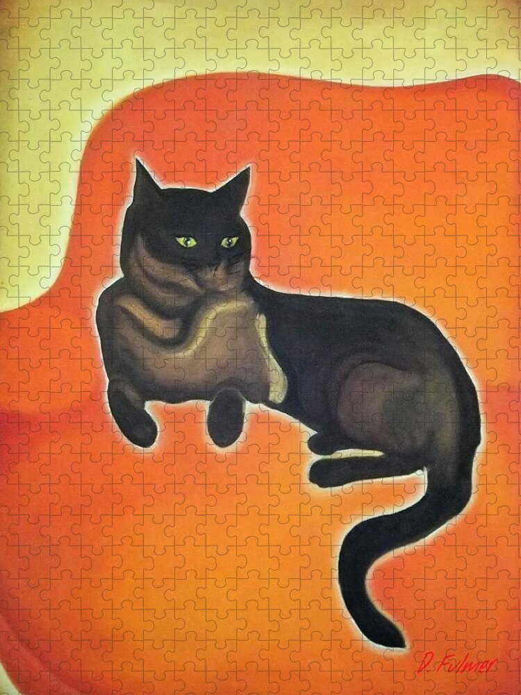 Cat Jigsaw Puzzle featuring the painting Floating Bebe by Denise F Fulmer