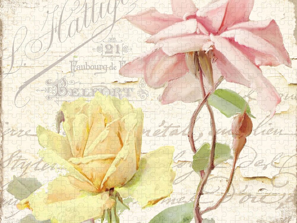 Shabby Roses Jigsaw Puzzle featuring the painting Florabella IV by Mindy Sommers