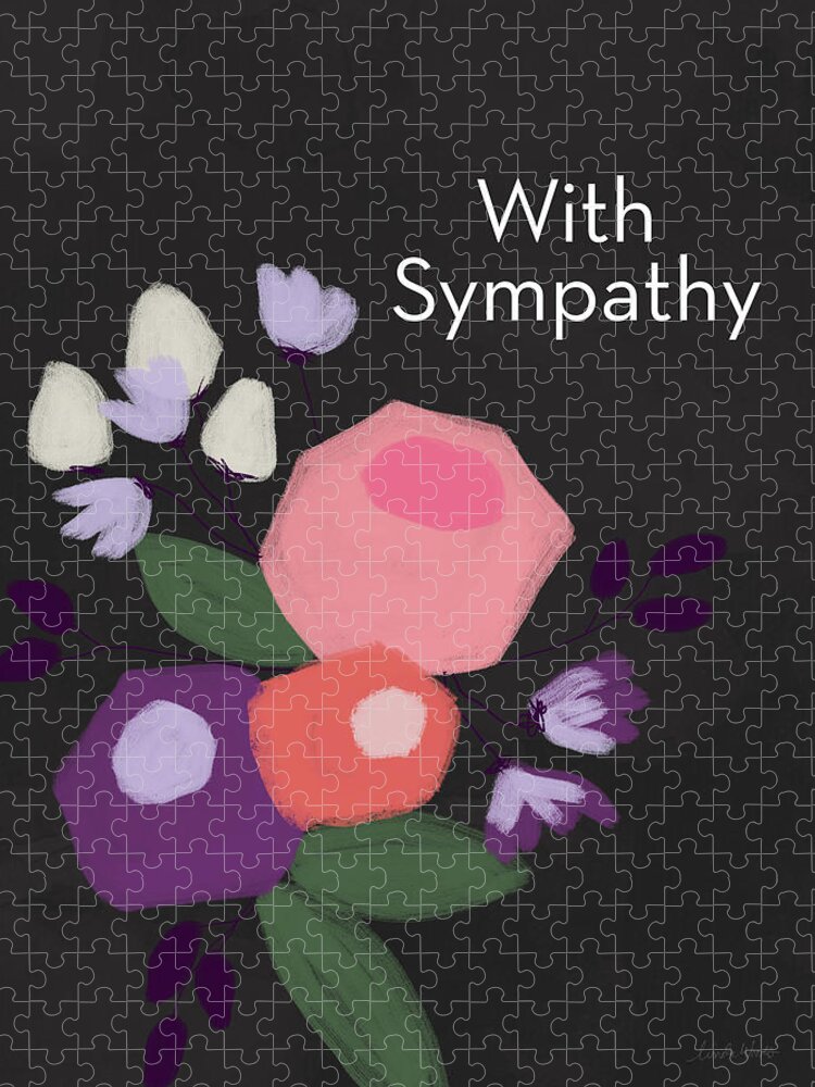 Condolence Jigsaw Puzzle featuring the mixed media Floral Sympathy Card- Art by Linda Woods by Linda Woods