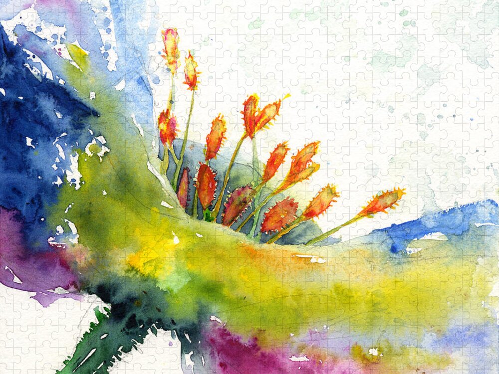 Watercolor Jigsaw Puzzle featuring the painting Flower 1 by John D Benson