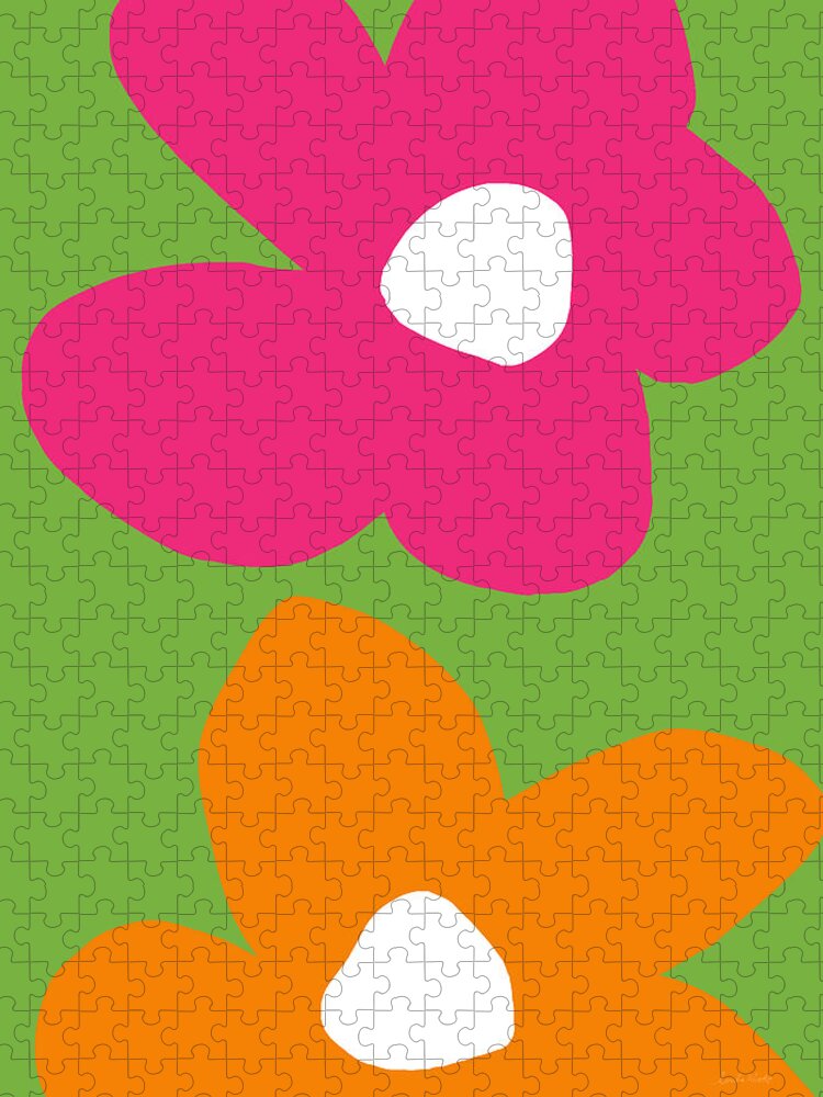 Flower Jigsaw Puzzle featuring the digital art Flower Power 1- Art by Linda Woods by Linda Woods