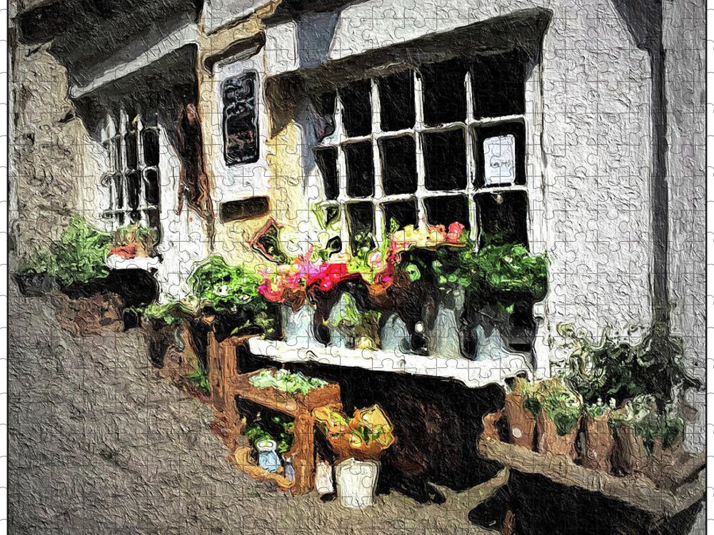 Bath Jigsaw Puzzle featuring the photograph Flower Shop In Bath England by Peggy Dietz
