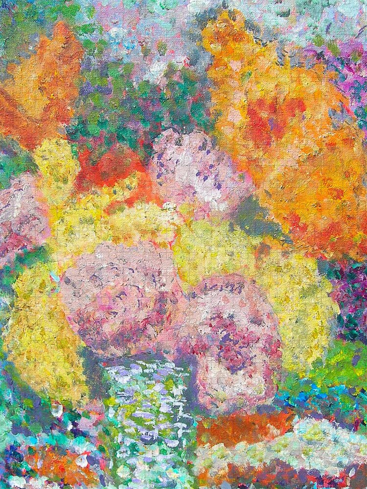 Rose Jigsaw Puzzle featuring the painting Flowers in the Rain by Carolyn Donnell