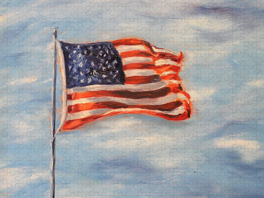 Flag Jigsaw Puzzle featuring the painting Flying Colors by Daniel W Green