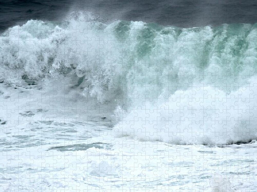 Crashing Waves Jigsaw Puzzle featuring the photograph Foamy Wave Crash by Adam Jewell