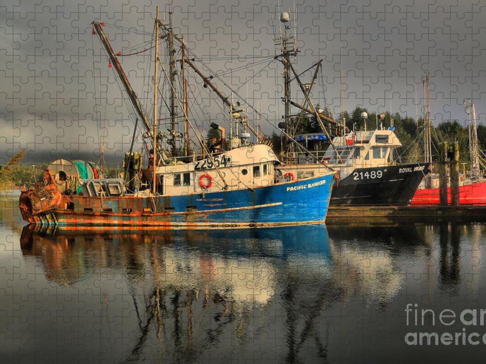 Commercial Fishing Jigsaw Puzzle featuring the photograph Fog Over Ucluelet Fishing Port by Adam Jewell