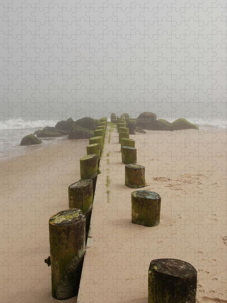 Jersey Shore Jigsaw Puzzle featuring the photograph Fog Sits On Bay Head Beach - Jersey Shore by Angie Tirado