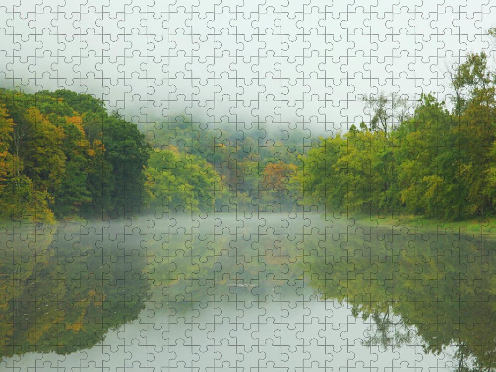 Autumn Jigsaw Puzzle featuring the photograph Foggy Reflections by Karol Livote