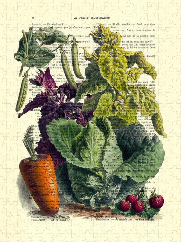 Fruits And Vegetables Jigsaw Puzzle featuring the digital art Food art by Madame Memento