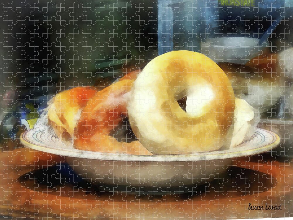 Bagels Jigsaw Puzzle featuring the photograph Food - Bagels for Sale by Susan Savad
