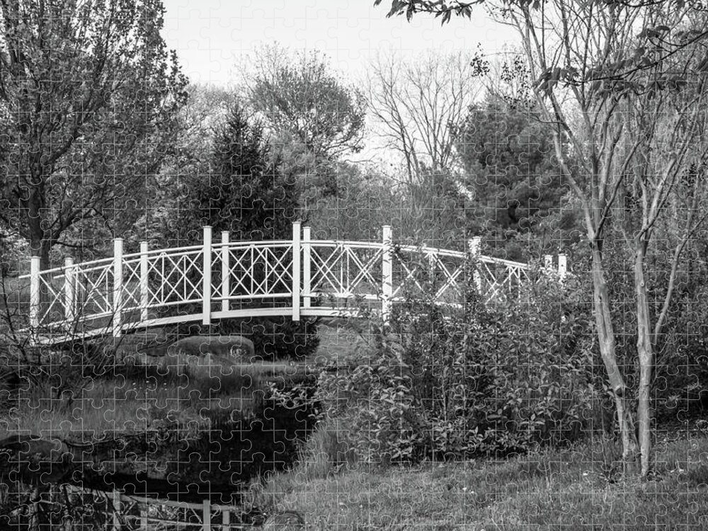 Footbridges Jigsaw Puzzle featuring the photograph Footbridge in Black and White by Angie Tirado