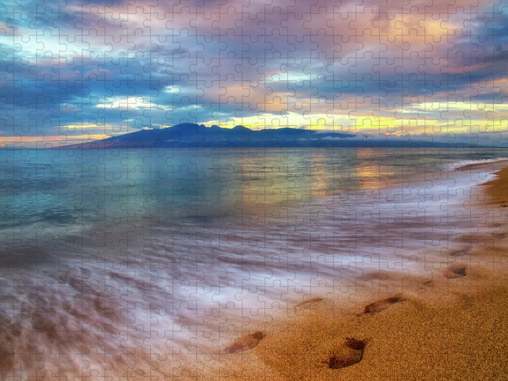 Beach Jigsaw Puzzle featuring the photograph Footprints in the Sand on Ka'anapali Beach by Christopher Johnson