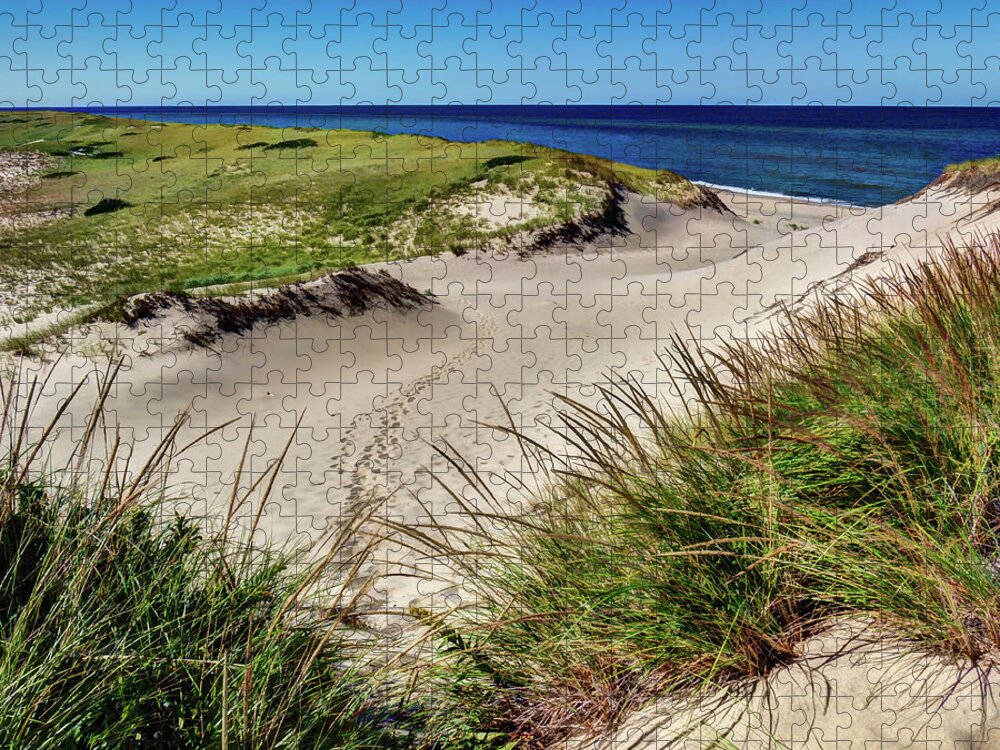 New England Jigsaw Puzzle featuring the photograph Footsteps in the Dunes by David Thompsen