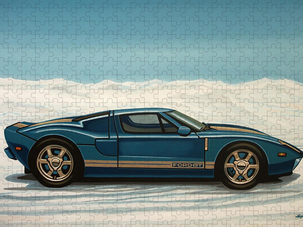 Ford Gt Jigsaw Puzzle featuring the painting Ford GT 2005 Painting by Paul Meijering