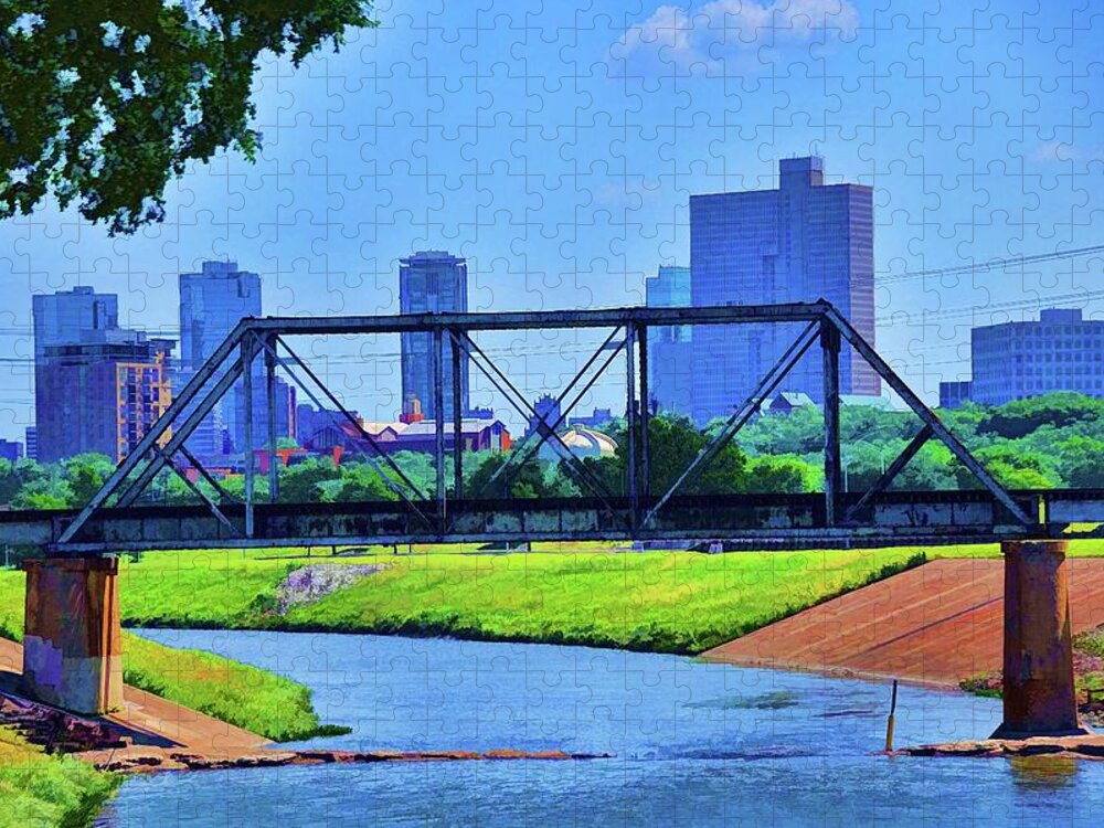 Fort Worth Jigsaw Puzzle featuring the photograph Fort Worth Texas Skyline by Diana Mary Sharpton