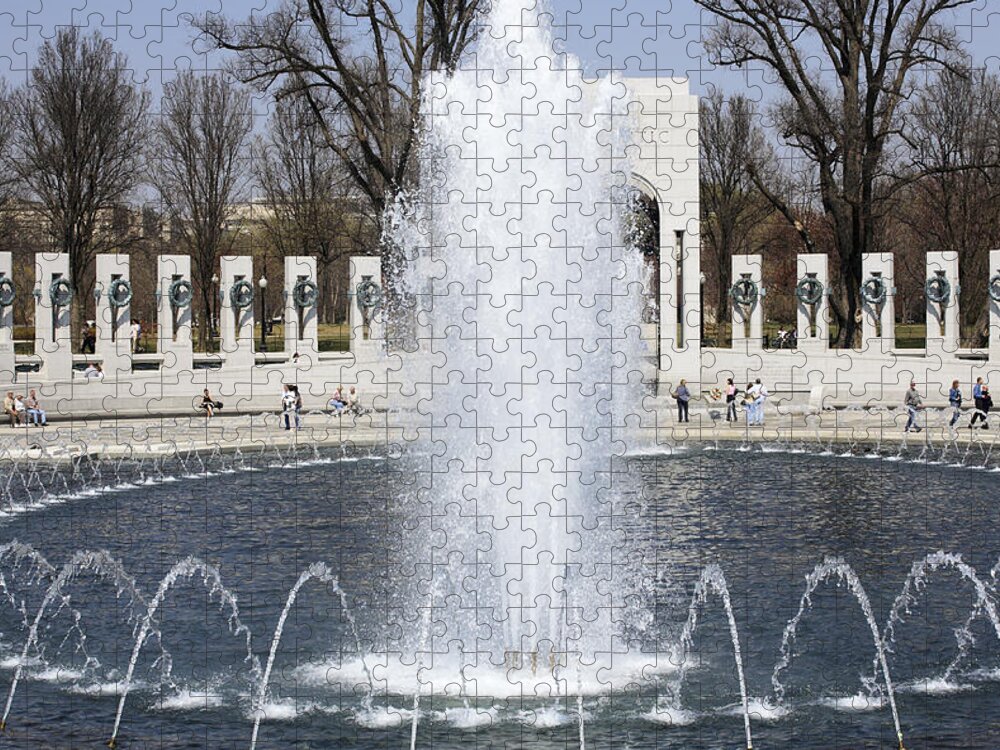 Washington Jigsaw Puzzle featuring the photograph Fountains at the World War II Memorial in Washington DC by William Kuta
