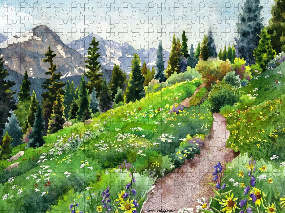 Green Field Painting Jigsaw Puzzle featuring the painting Fourth of July by Anne Gifford