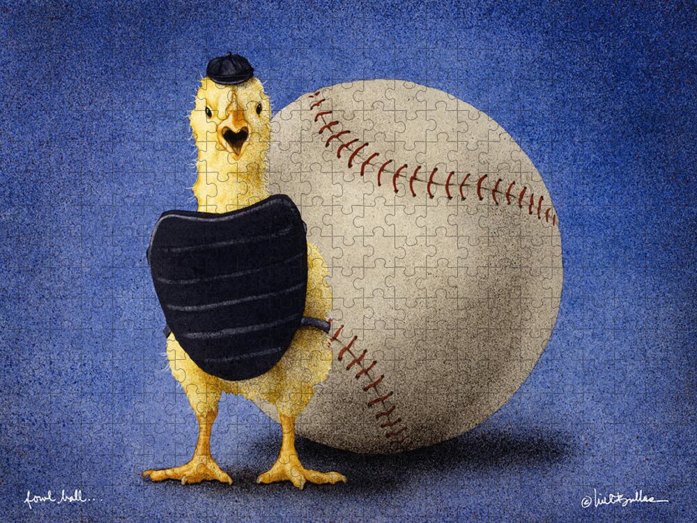 Sports Jigsaw Puzzle featuring the painting Fowl Ball... by Will Bullas