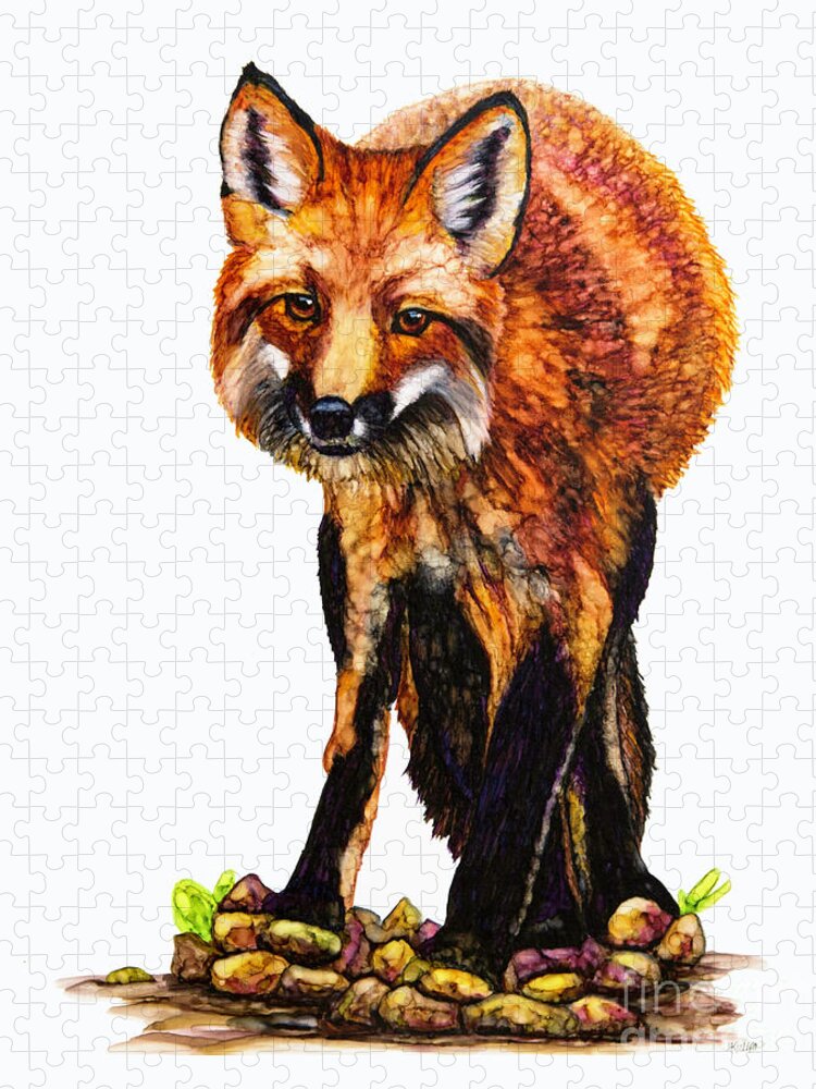 Woolyfrog Jigsaw Puzzle featuring the painting Foxy Lady by Jan Killian