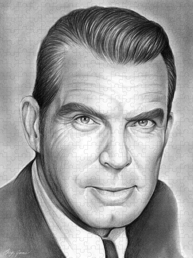 Hollywood Jigsaw Puzzle featuring the drawing Fred MacMurray by Greg Joens