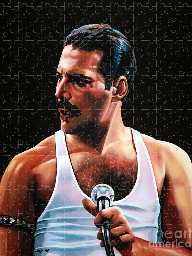 Freddie Mercury Puzzle featuring the painting Freddie Mercury by Paul Meijering