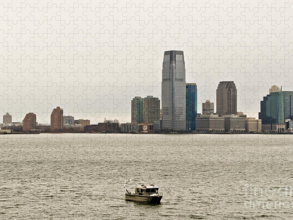 New York From Ferry Jigsaw Puzzle featuring the photograph Free from hustle and bustle by Elena Perelman