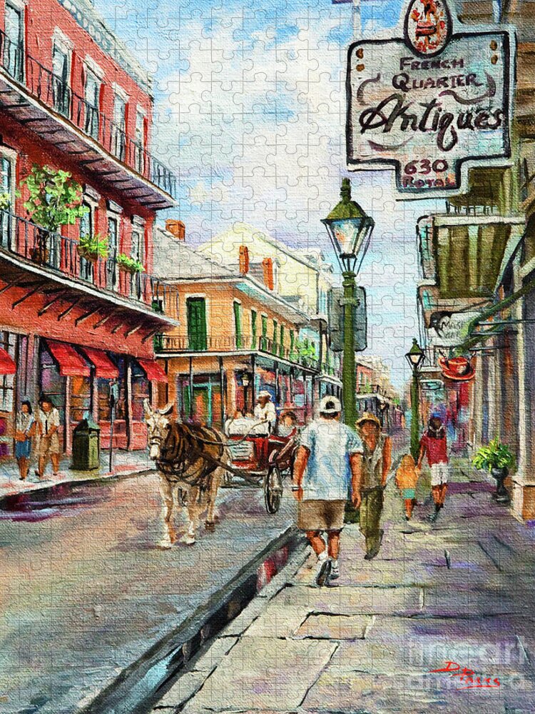 New Orleans Carriage Jigsaw Puzzle featuring the painting French Quarter Antiques by Dianne Parks