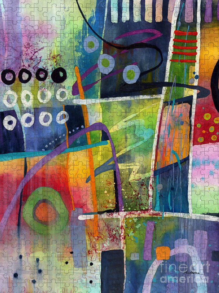 Abstract Jigsaw Puzzle featuring the painting Fresh Jazz by Hailey E Herrera