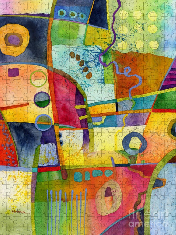 Abstract Jigsaw Puzzle featuring the painting Fresh Paint by Hailey E Herrera