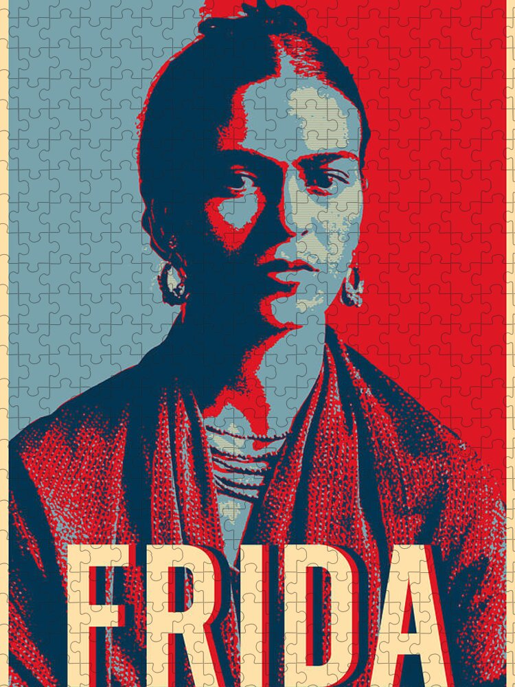 Frida Jigsaw Puzzle featuring the digital art Frida Kahlo Hope Pop Art by Carlos V