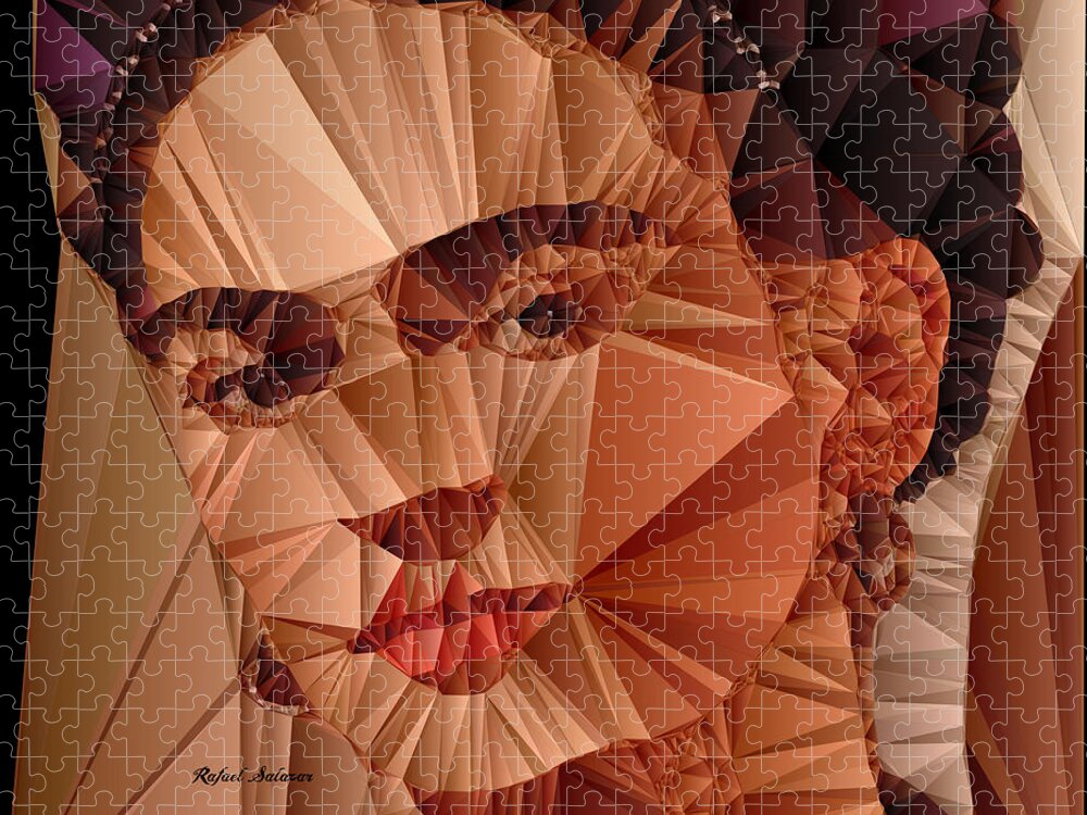 Rafael Salazar Jigsaw Puzzle featuring the digital art Frida Kahlo by Rafael Salazar